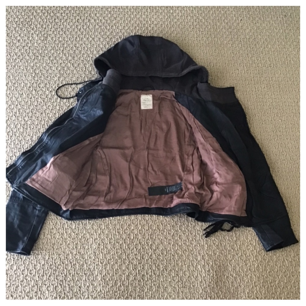 Free People Cleo Vegan Moto Hooded Jacket.  NWT. - Picture 11 of 13